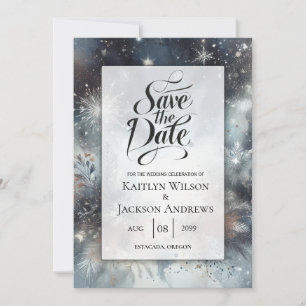 Celestial Winter Midnight Sparkle Wedding Save The Date