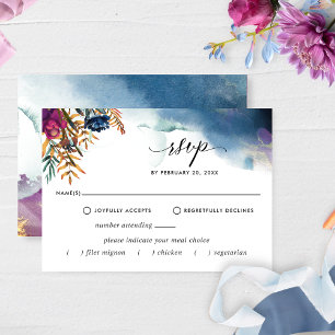 Celestial With / Without Meal Options Wedding RSVP Card