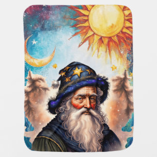 Celestial Wizard Sun and Moon Baby Blanket