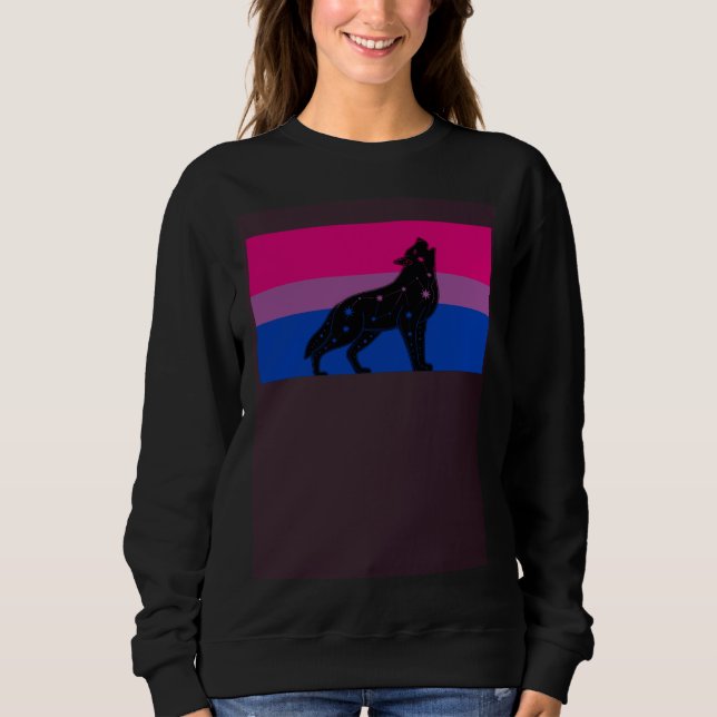 Celestial Wolf Bisexual Pride Flag Tribal Galaxy A Sweatshirt (Front)