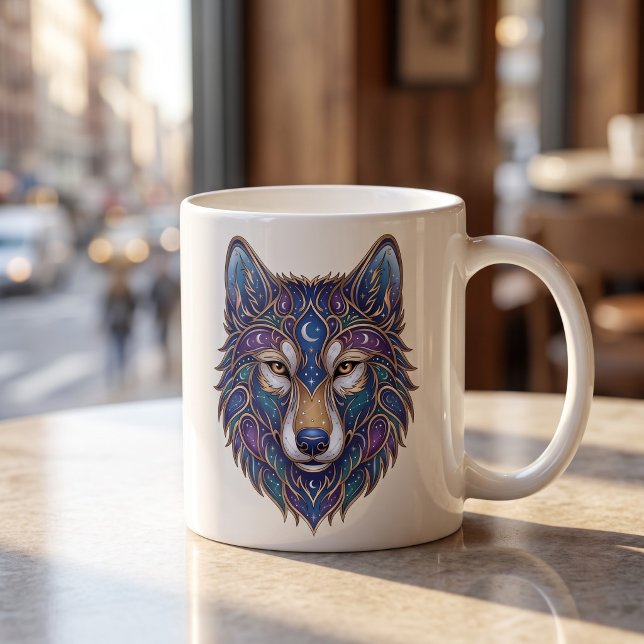 Celestial Wolf Mug Luxury Line Art (Creator Uploaded)