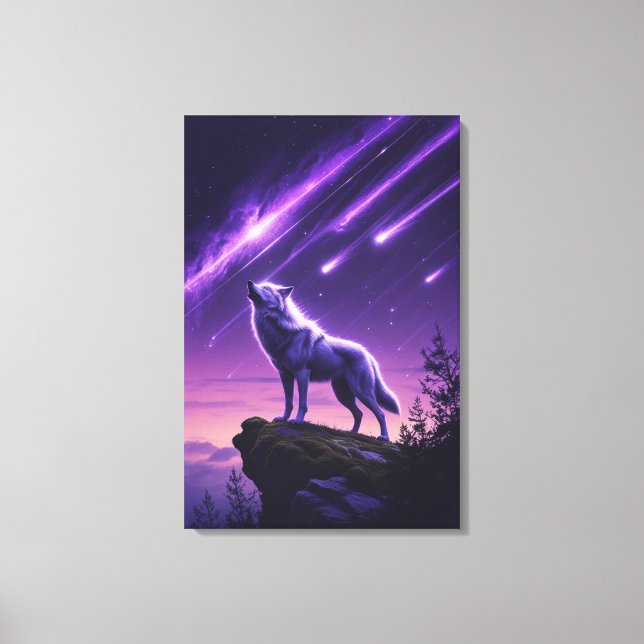 Celestial Wolf – Mystic Howl Canvas Print (Front)