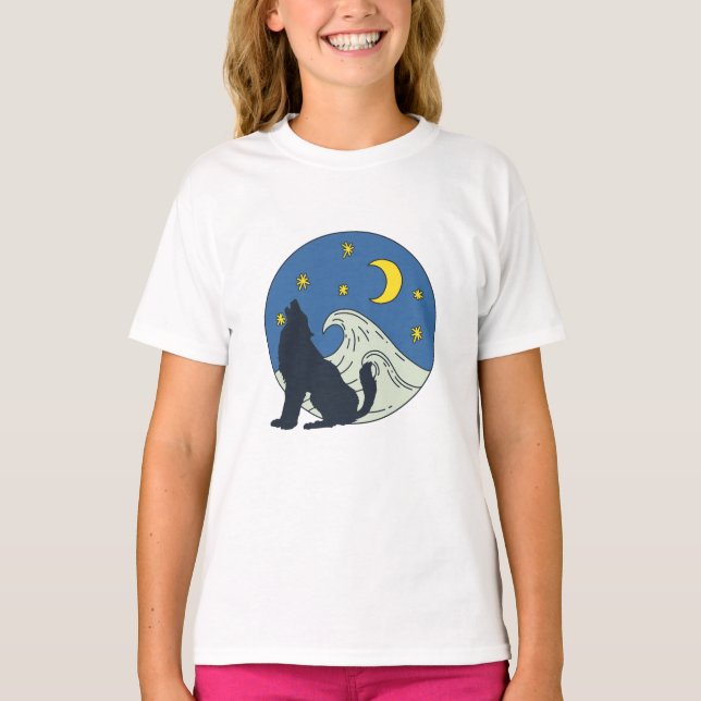 Celestial Wolf Mystical Art  T-Shirt (Front)