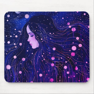Celestial Woman Goddess Moon Stars Sky Mouse Pad