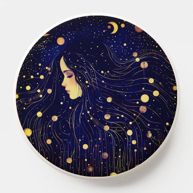 Celestial Woman Goddess Moon Stars Sky PopSocket (Popsocket)