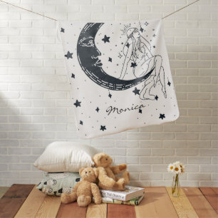 Celestial woman,moon stars,boho,elegant astronomy baby blanket