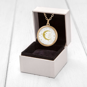 Celestial woman,moon stars,boho,elegant astronomy gold plated necklace