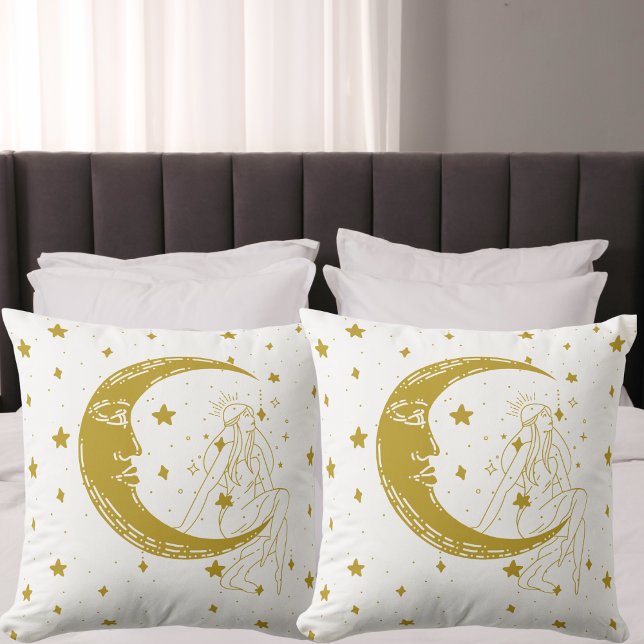 Celestial woman,moon stars,boho,elegant astronomy throw pillow (Creator Uploaded)