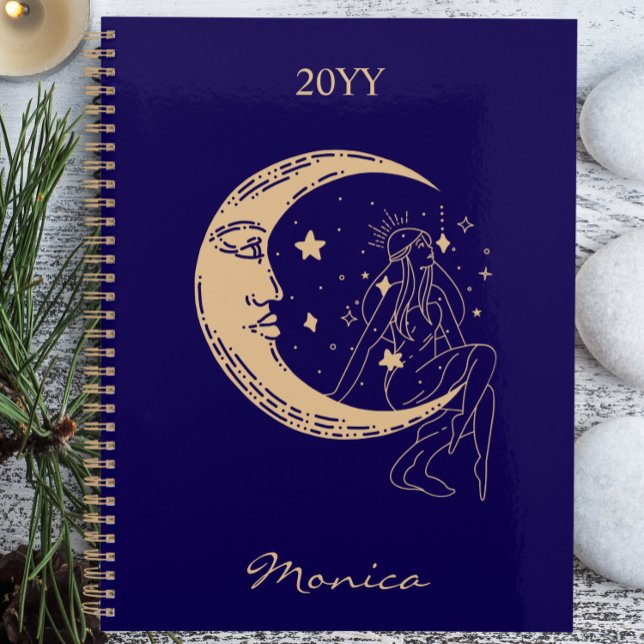 Celestial woman moon & stars,boho,elegant gold  planner (Creator Uploaded)