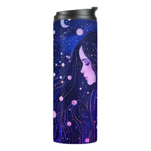 Celestial Woman Sky Goddess Moon Stars Thermal Tumbler