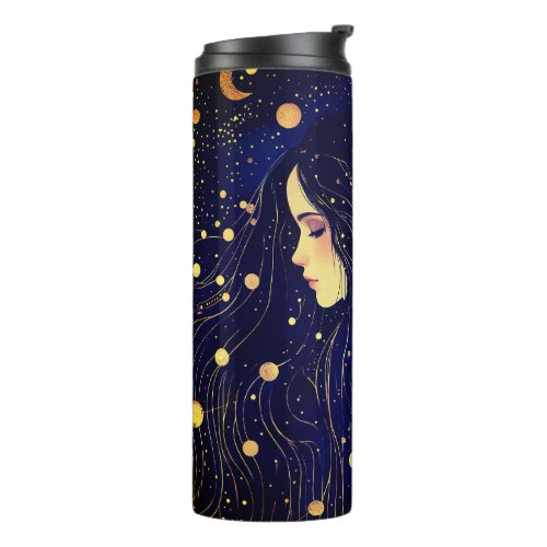 Celestial Woman Sky Goddess Moon Stars Thermal Tumbler