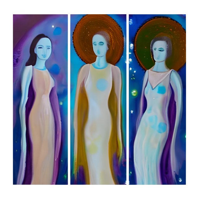 Celestial Women Abstract Artwork Triptych (Front)