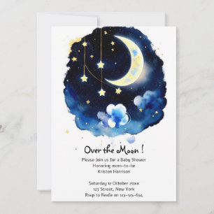Celestial Wonders: Moon and Stars Boy Baby Shower Invitation