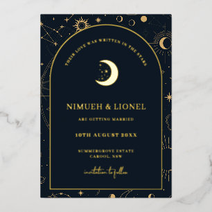 Celestial Written in the stars Save the Date Foil Invitation