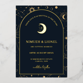 Celestial Written in the stars Save the Date Foil Invitation