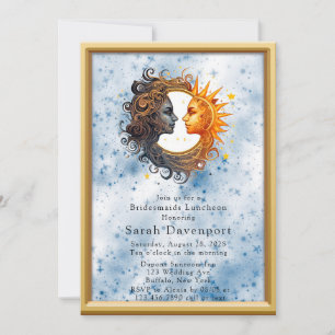 Celestial Yellow Blue Sun Moon Bridesmaid Luncheon Invitation