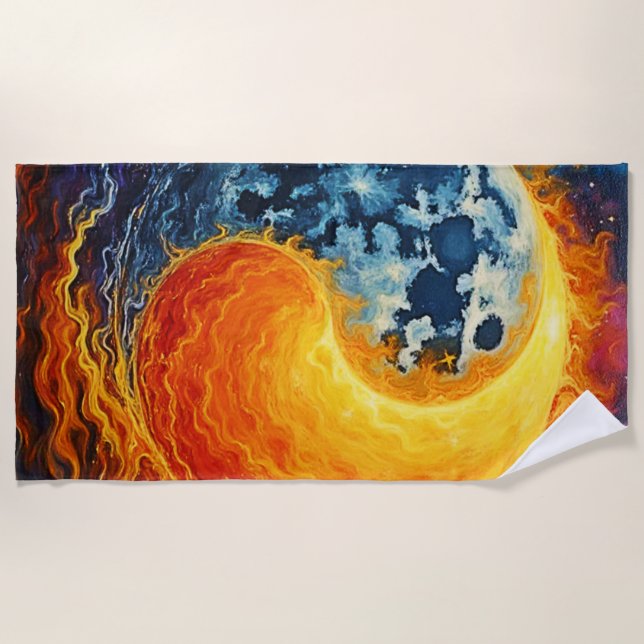 Celestial Yin Yang Art Beach Towel (Front)