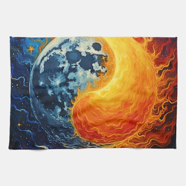 Celestial Yin Yang Art Kitchen Towel (Horizontal)