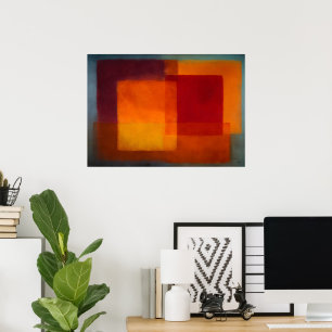 Celestial Zen Crimson Horizon Color Field Abstract Poster