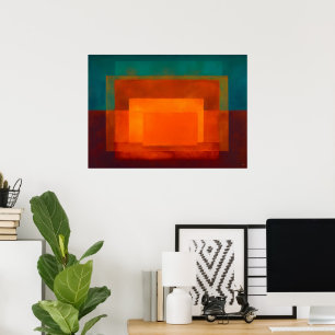 Celestial Zen Emerald Ember Color Field Abstract Poster