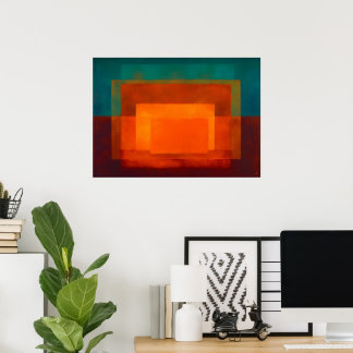Celestial Zen Emerald Ember Color Field Abstract Poster