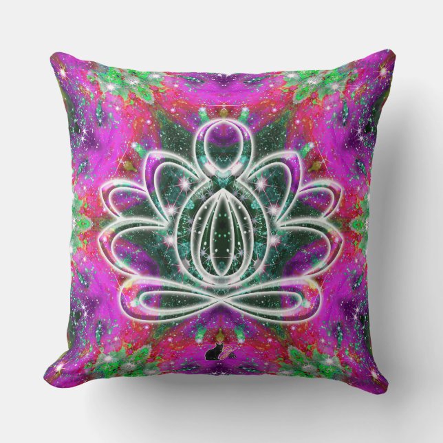 Celestial Zen Lotus Throw Pillow (Front)