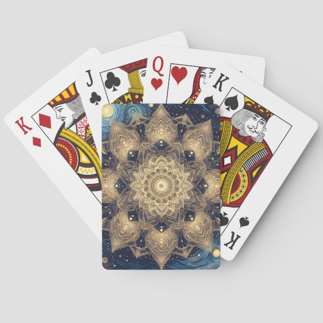 Celestial Zen Mandala Van Gogh Starry Night Nebula Poker Cards (Back)