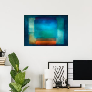 Celestial Zen Tidal Silence Blue Color Field Abstr Poster