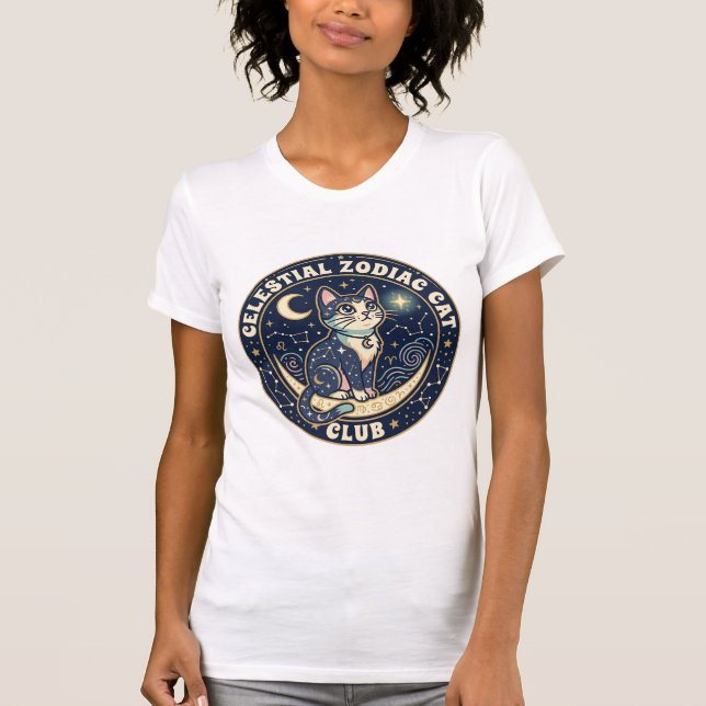 Celestial Zodiac Cat Cute Cat T-Shirt Design - Cel (Front)