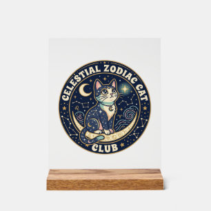 Celestial Zodiac Cat Cute Cat T-Shirt Design - Cel Acrylic Sign