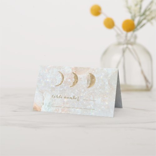 Celestial Zodiac Moon Blue Gold Wedding Table Place Card