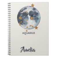 Celestial Zodiac Moon Stars Aquarius Journal