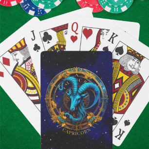 Celestial Zodiac Sea Goat Symbol Fantasy Capricorn Poker Cards
