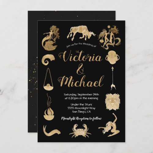 Celestial Zodiac Signs Wedding Invitation
