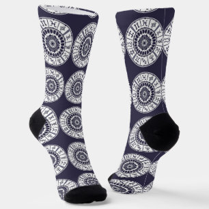 Celestial Zodiac Signs Wheel Mandala Graphic Art Socks