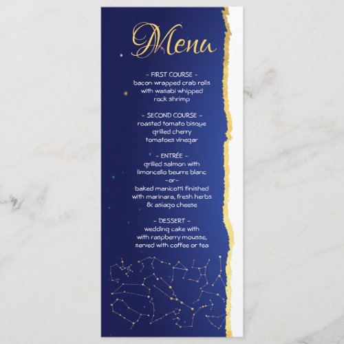 Celestial Zodiac Star Signs Wedding menu card
