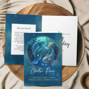 Celestial Zodiac Symbol Fantasy Pisces Birthday Card