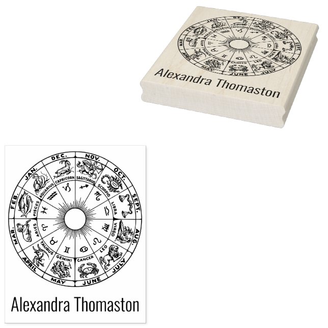 Celestial Zodiac Wheel Chart #1 Name Rubber Stamp (Stamped)