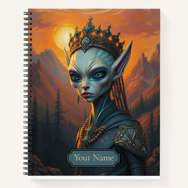 Celestialara Alien Elven Queen - Dark Fantasy Notebook (Front)