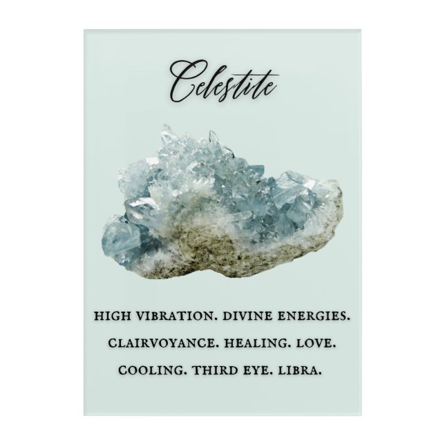Celestite Crystal Information Wall Decor (Front)