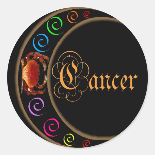 Celestrial Moons Zodiac Cancer Classic Round Sticker (Front)