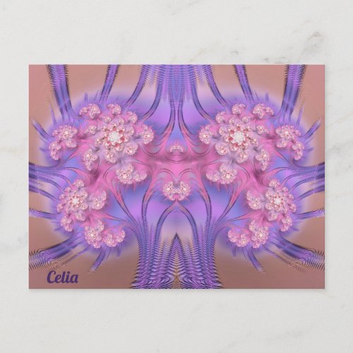 CELIA  Pastel Pink and Purple 3D Design   Postcard