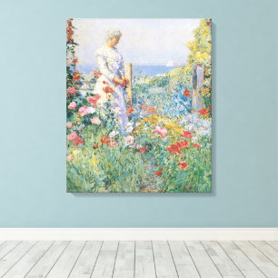 Celia Thaxter in Her Garden by Childe Hassam Canvas Print