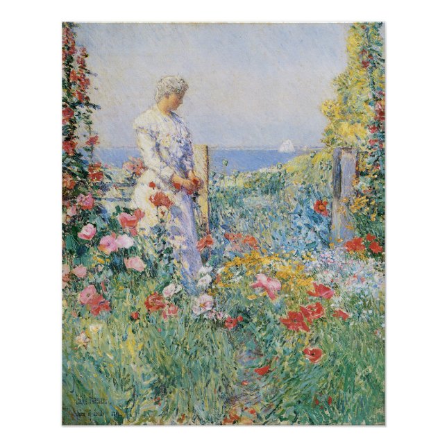 Celia Thaxter in Her Garden by Childe Hassam Poster (Front)
