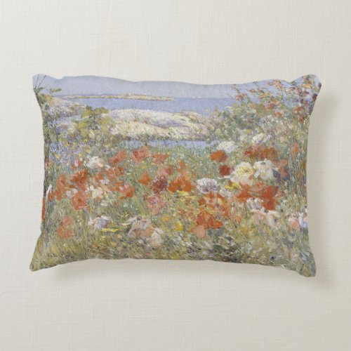 Celia Thaxters Garden by Frederick Childe Hassam Accent Pillow