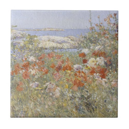 Celia Thaxters Garden by Frederick Childe Hassam Ceramic Tile