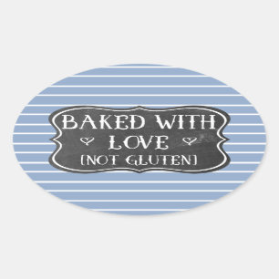 Celiac Baked With Love Not Gluten Chalkboard Oval Sticker
