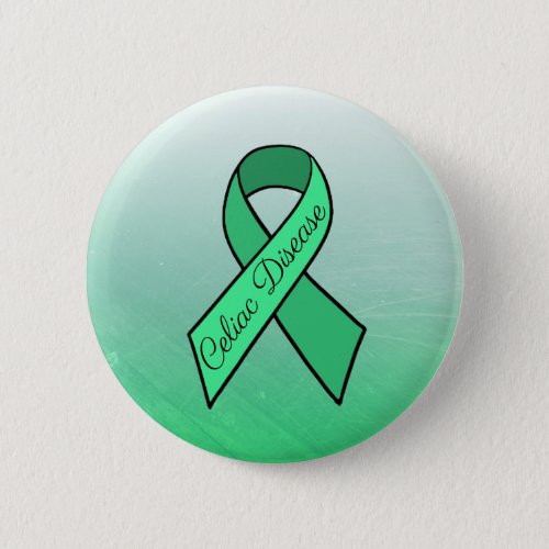 Celiac Disease Awareness Ribbon Green Button