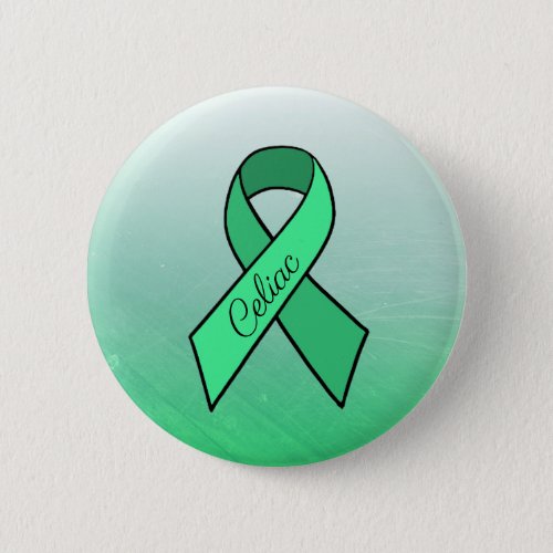 Celiac Disease Awareness Ribbon Green Button