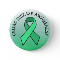 Celiac Disease Awareness Ribbon Green Button
